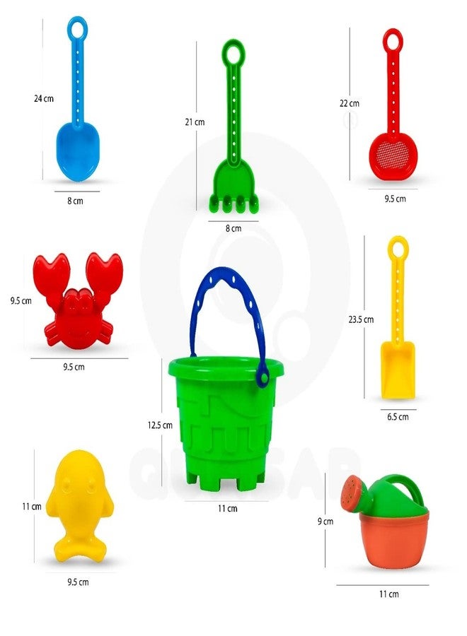 Quasar Beach Set for Kids Bucket Castle Water Garden Tools for Toddlers Outdoor Indoor Toys Craft in Sand Game Kids (8 Piece Beach Set) - Multicolor - Image 2